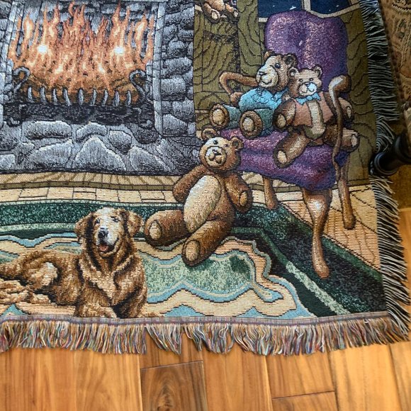 Dog & Bears  by the Fireplace Throw - Picture 3 of 5